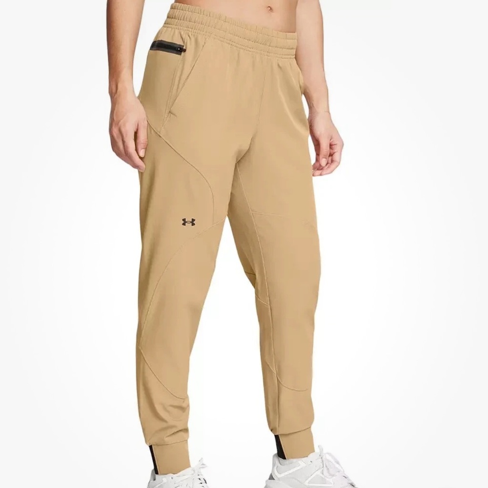 Under Armour Women's Unstoppable Jogger Pants Loose Fit Khaki Active Size Medium